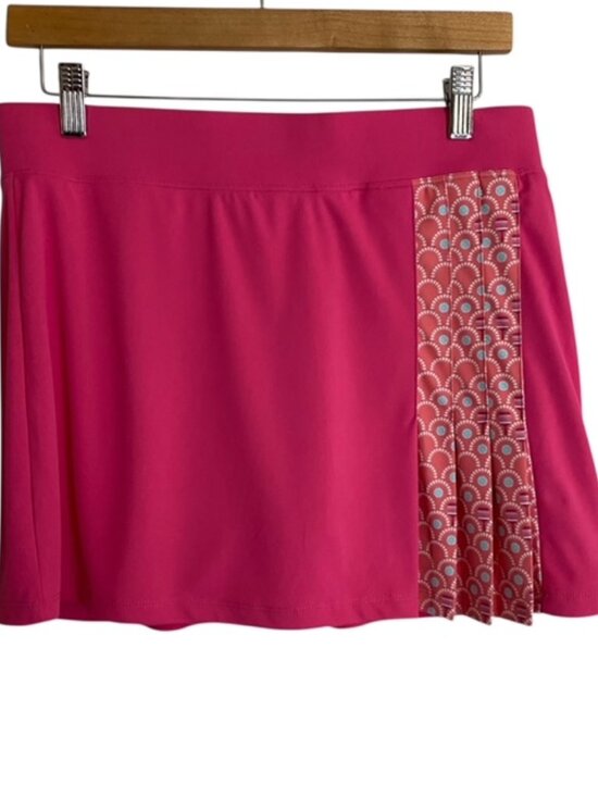 Court Haley Pink Vertical Mosaic Front Pleat Pickleball Skirt Medium - Picture 1 of 4